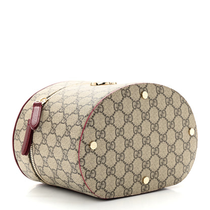 Gucci GG Supreme Monogram Ancora Calfskin Vanity Cosmetic Case Beige Ebony Rosso 4 of 9