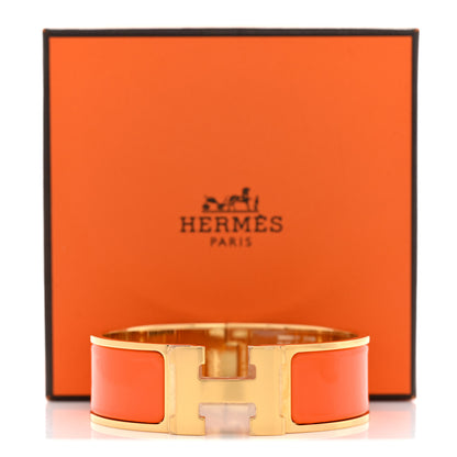 Hermes Enamel Wide Clic Clac H Bracelet GM Orange 5 of 5