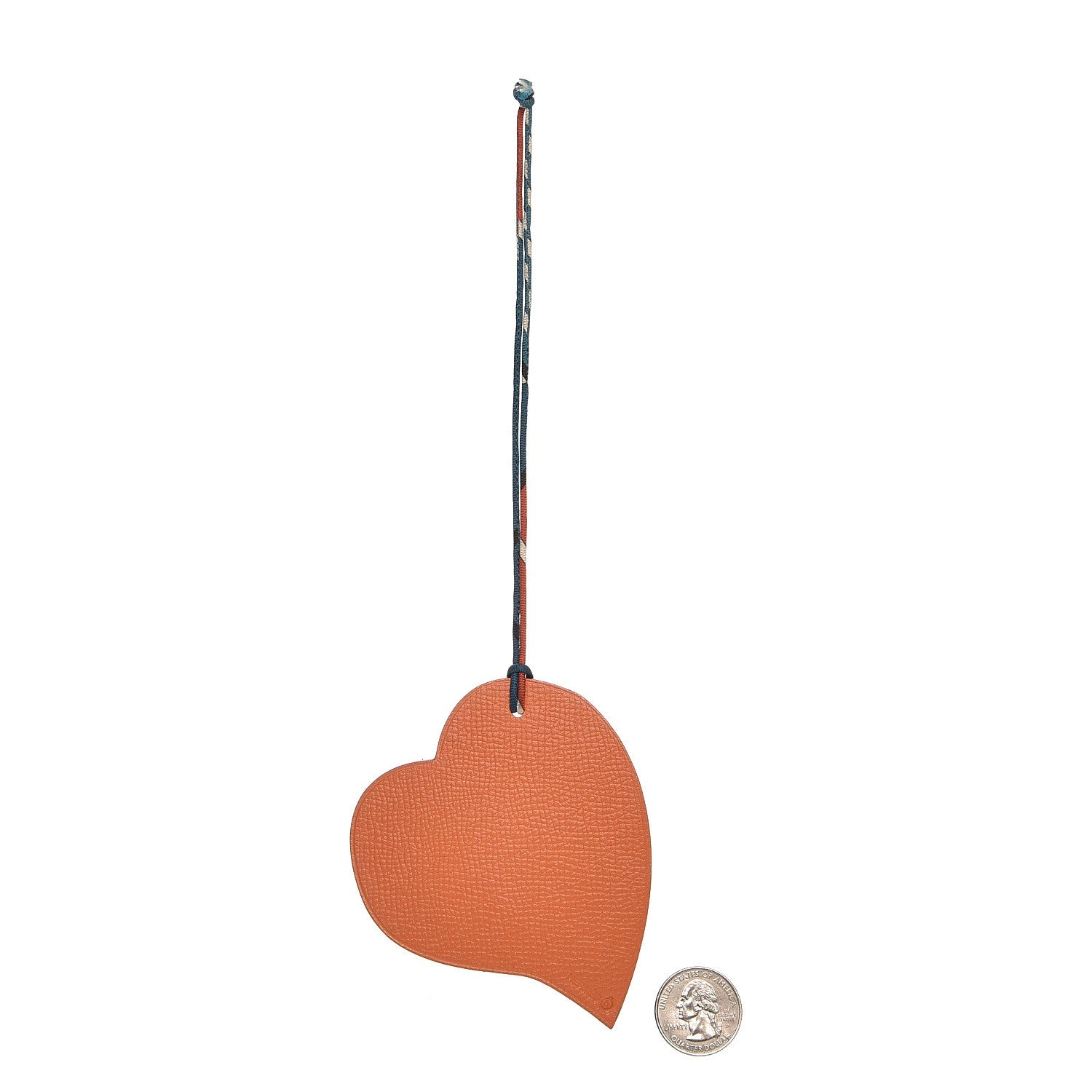 Hermes Togo Epsom Petit H Heart Bag Charm Rubis Orange 2 of 5