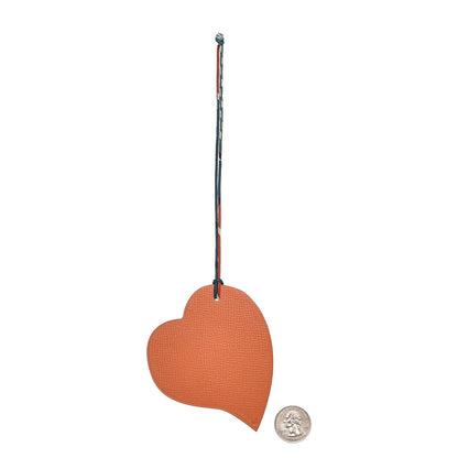 Hermes Togo Epsom Petit H Heart Bag Charm Rubis Orange 2 of 5