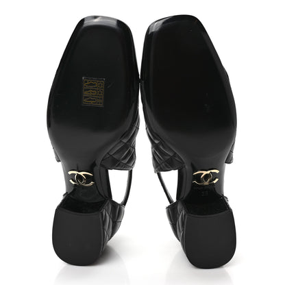 Chanel Lambskin Patent Quilted Cap Toe Mary Jane Flats 38 Black 5 of 9