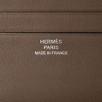 Hermes Swift Silk Printed Citizen Twill Compact Wallet Etoupe Bleu Thalassa 6 of 8