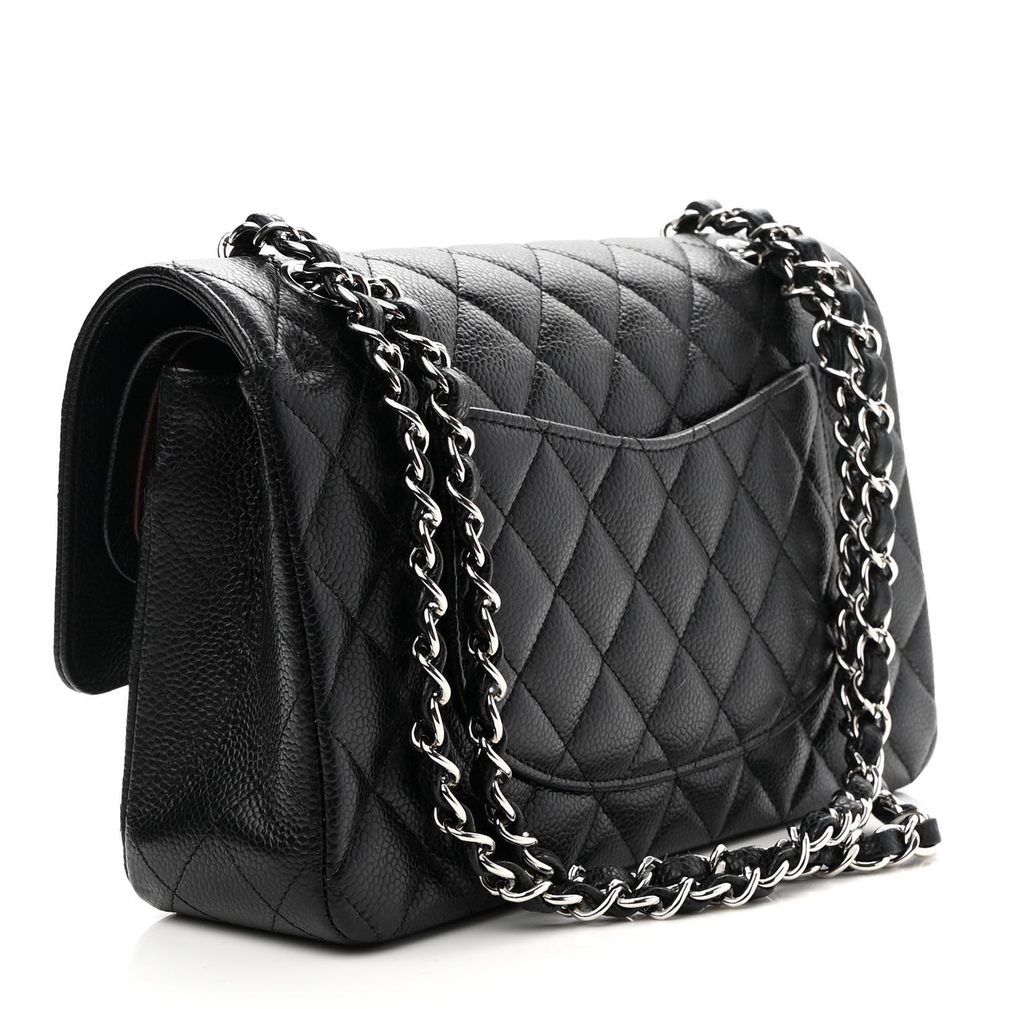 Caviar Quilted Medium Double Flap Black