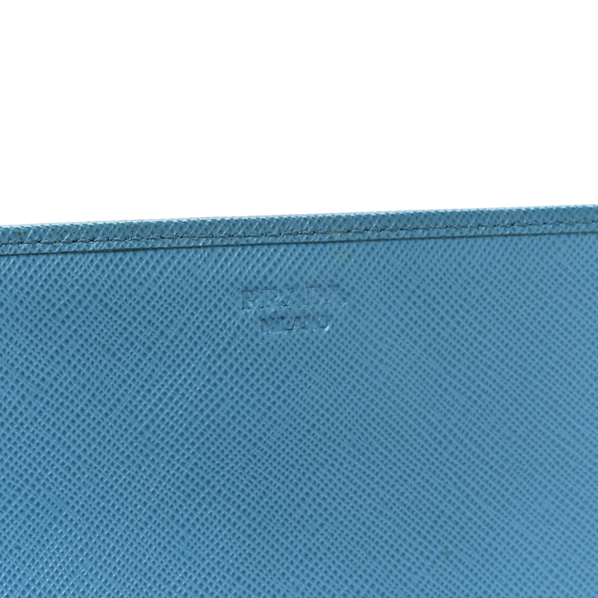 Prada Saffiano Metal Oro Chain Wallet Celeste 6 of 10