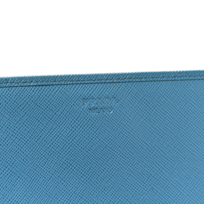 Prada Saffiano Metal Oro Chain Wallet Celeste 6 of 10