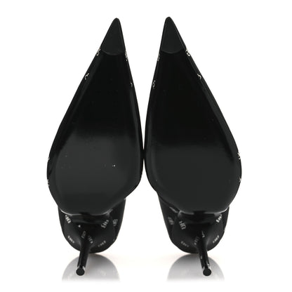 Balenciaga Crepe Satin BB Allover Logo Knife 100mm Pumps 39.5 Black 7 of 11