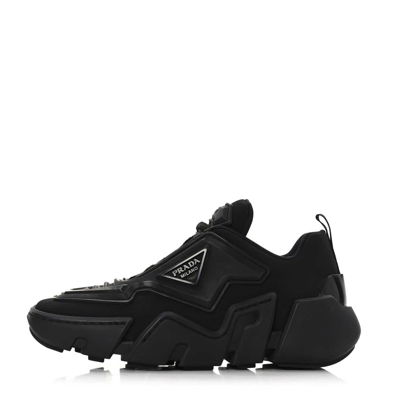 Prada Technical Stretch Fabric Triangle Logo Square Toe 40mm Sneakers 36 Black 1 of 7