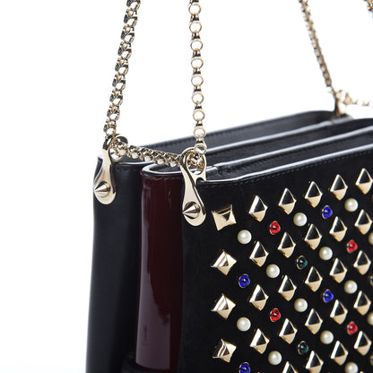 Christian Louboutin Suede Calfskin Spikes Small Triloubi Shoulder Bag Black Multi 10 of 11