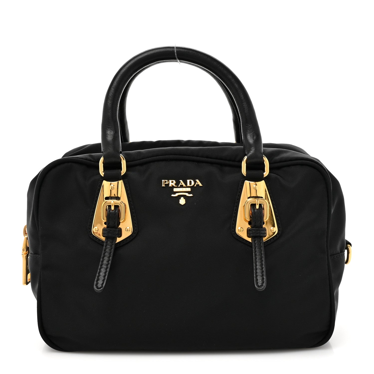 Prada Tessuto Nylon Soft Calfskin Shopping Satchel Black 1 of 9