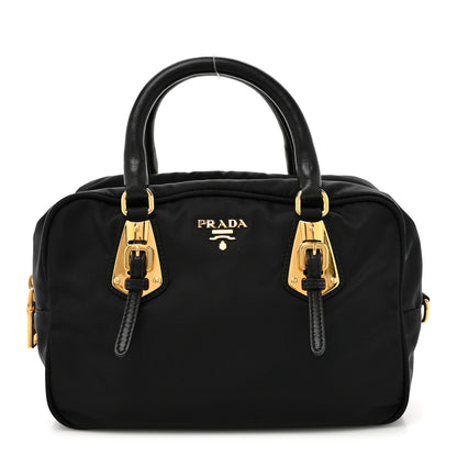 Prada Tessuto Nylon Soft Calfskin Shopping Satchel Black 1 of 9