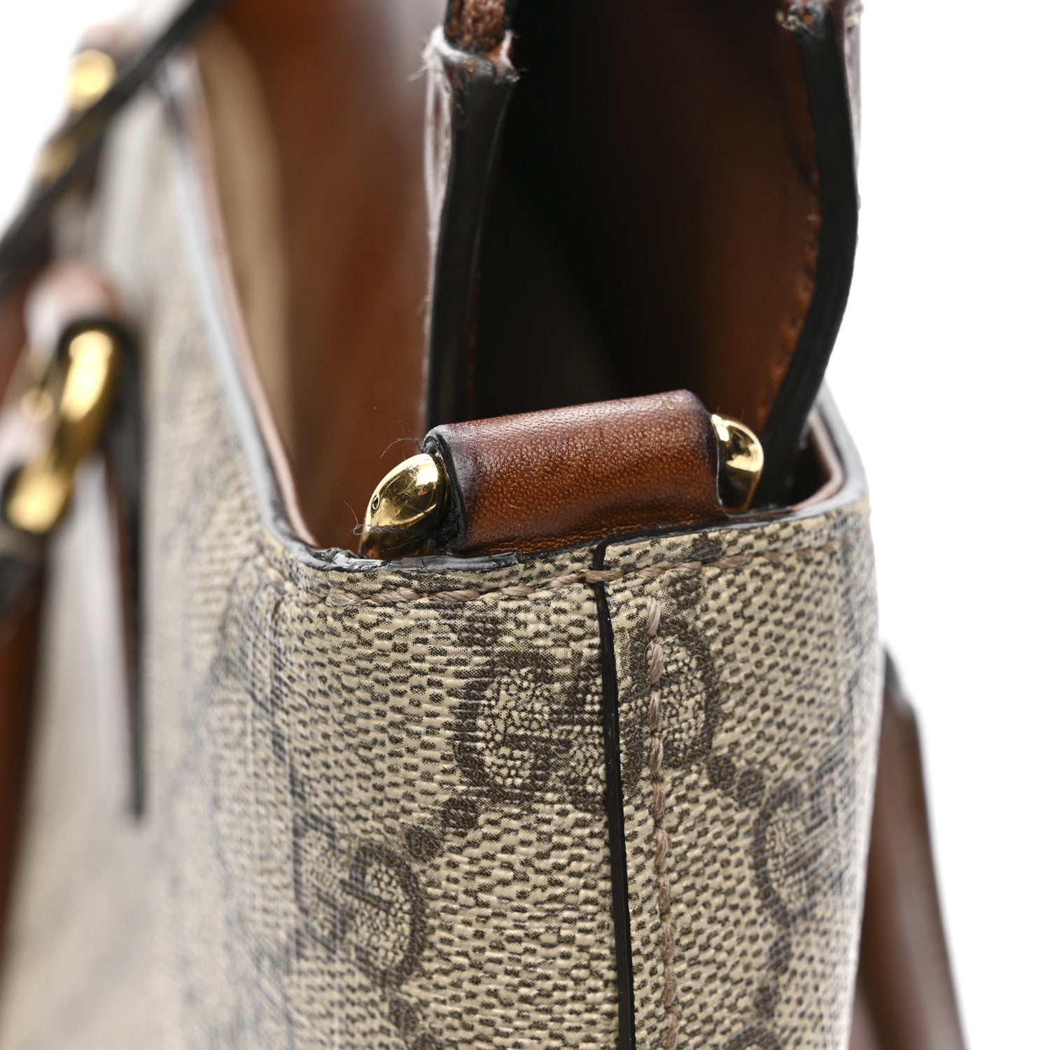 Gucci GG Supreme Monogram Small Zip Top Tote Beige Tuscany 1840613