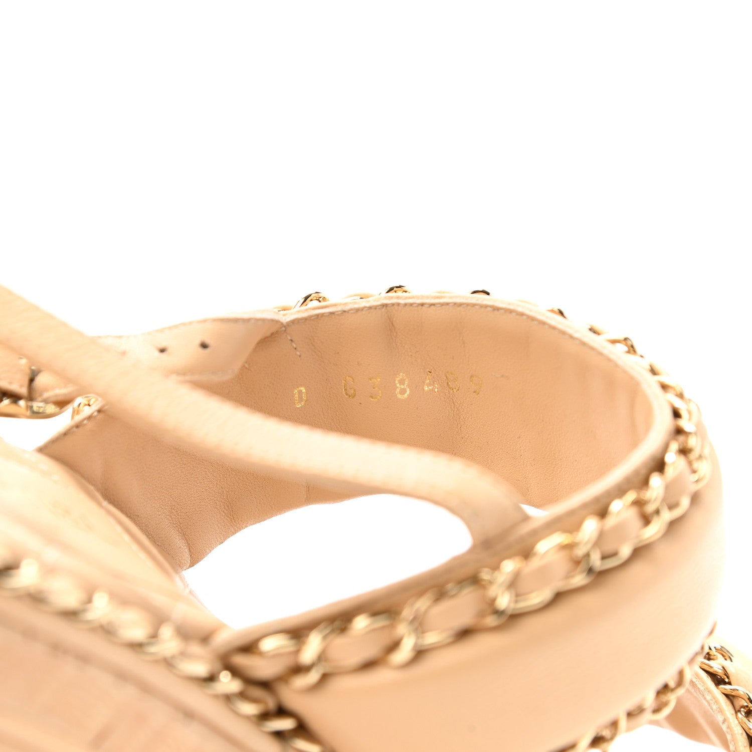Chanel Lambskin Cork Chain Sandals 38 Beige 8 of 8