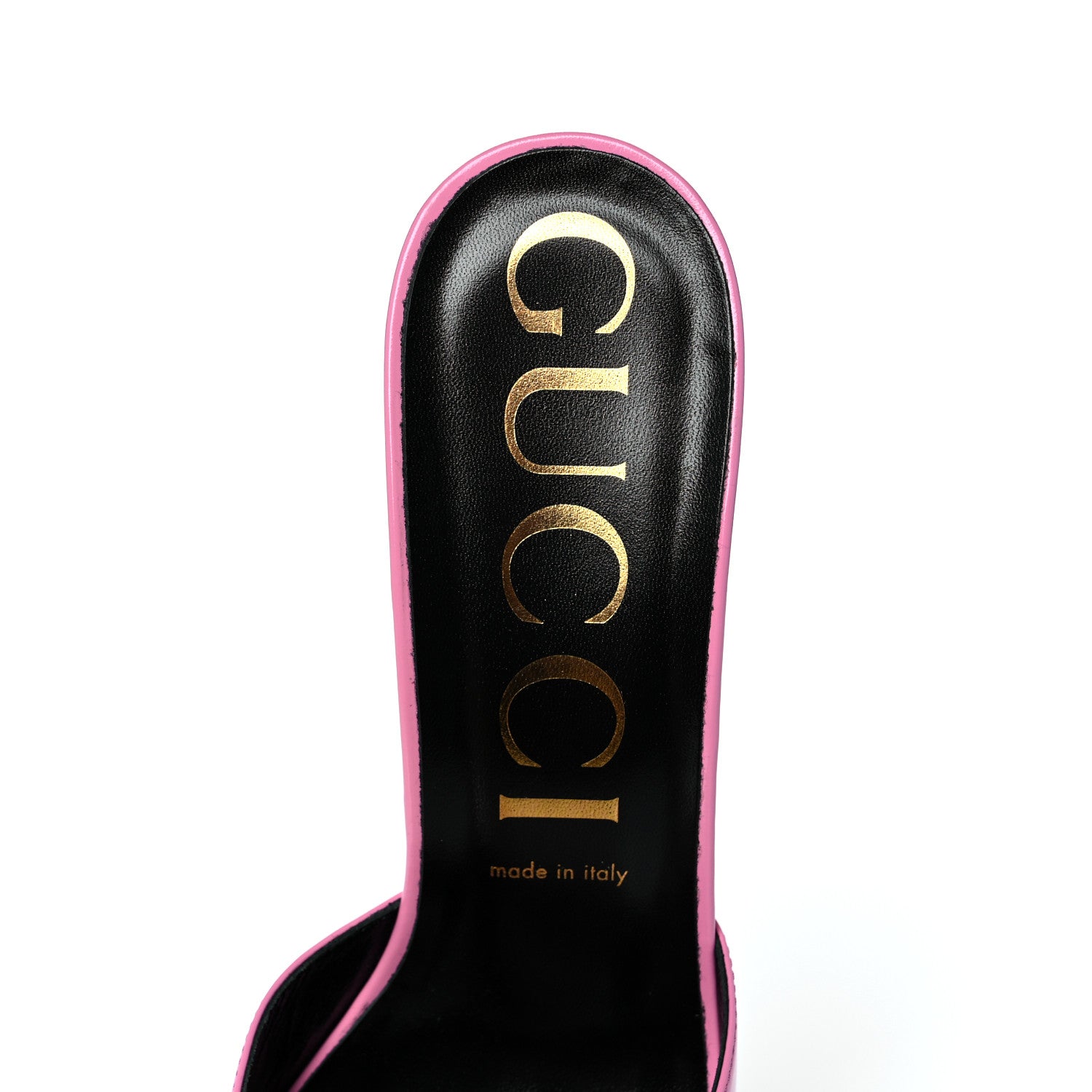 Gucci Polished Calfskin Scarlet Mid Heel Slide Sandals 41 Pink Plexi 7 of 9