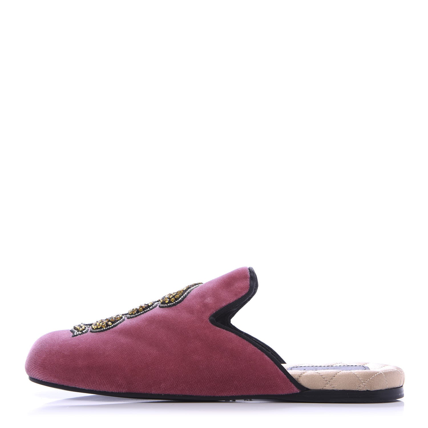Gucci Velvet Crystal Snake Embroidered Womens Slippers 35 Tibet Red Black 1 of 8