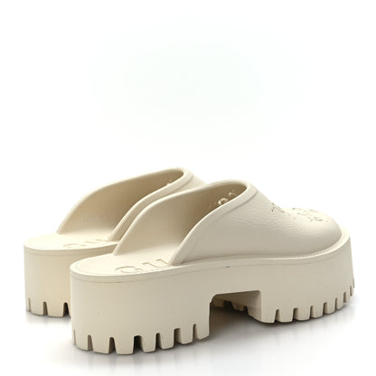 Gucci Rubber GG Monogram Perforated Elea Platform 55mm Lug Sole Sandals 38 Mystic White 4 of 7