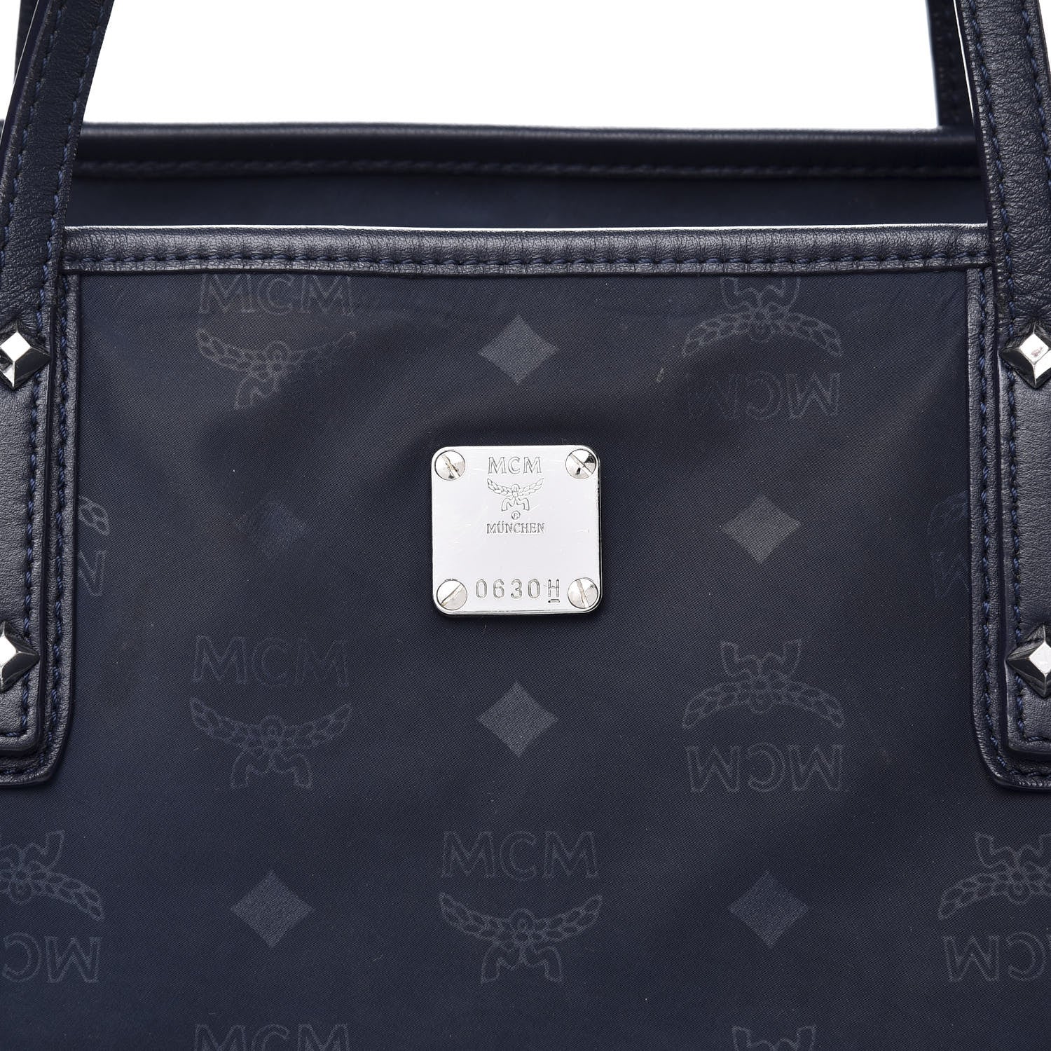 MCM Nylon Monogram Medium Dieter Shopper Tote Navy 9 of 14