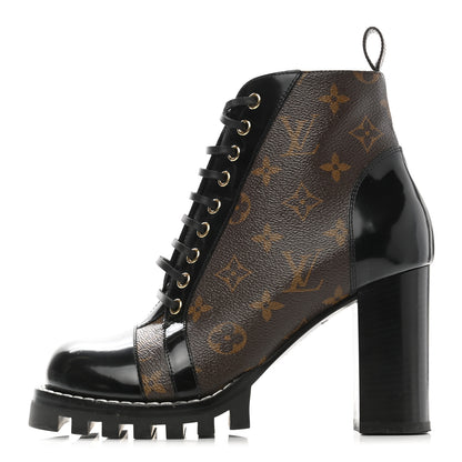 Louis Vuitton Patent Calfskin Monogram Star Trail Ankle Boots 38.5 Black 1 of 16