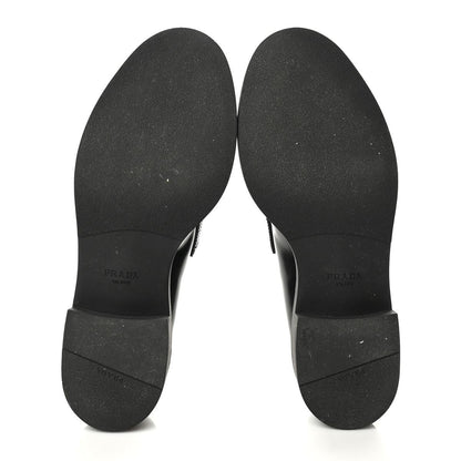 Prada Spazzolato Metal Triangle Logo 50mm Loafers 39.5 Black 5 of 8