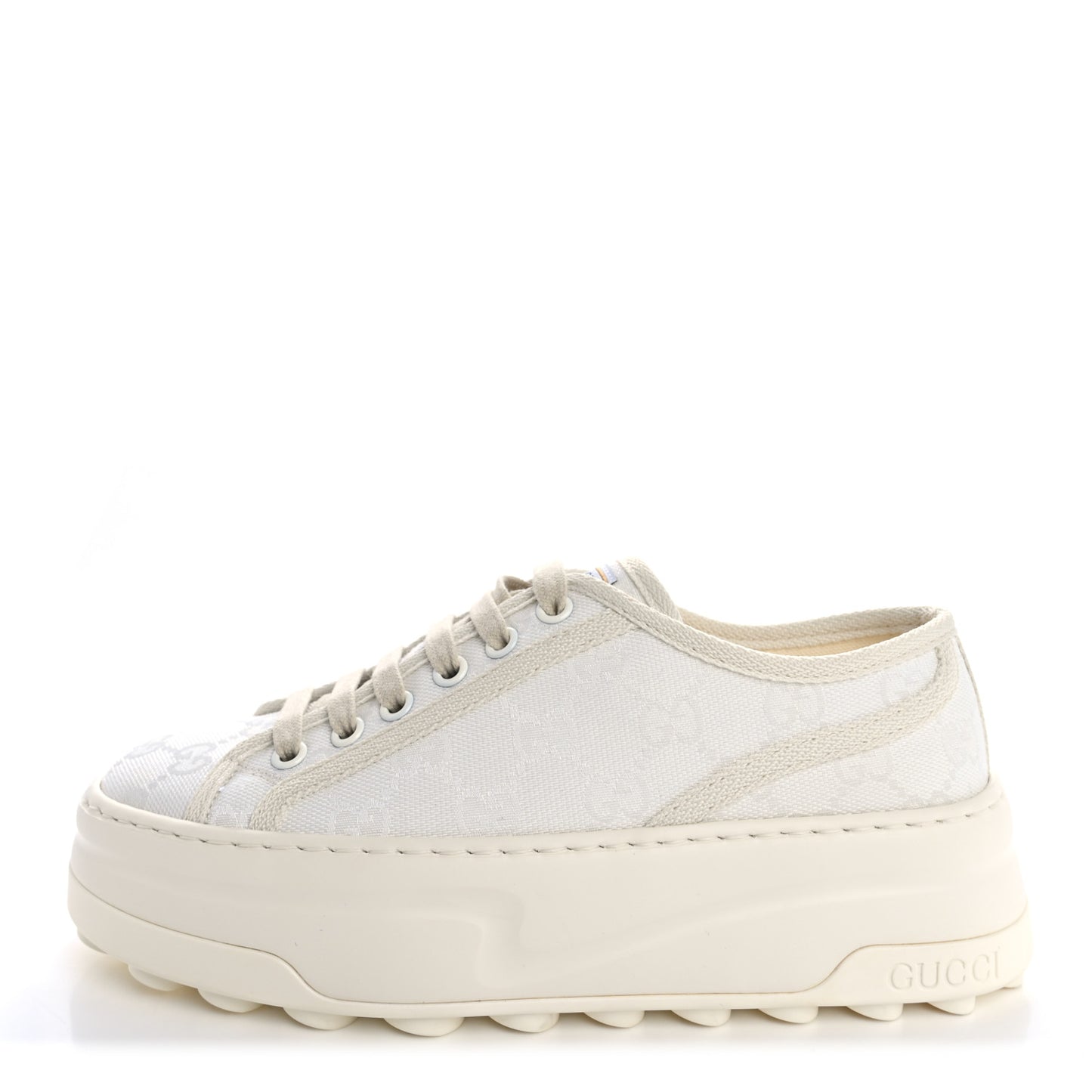 GG Monogram Womens 1977 Tennis Platform 52mm Sneakers 35 Great White Mystic White