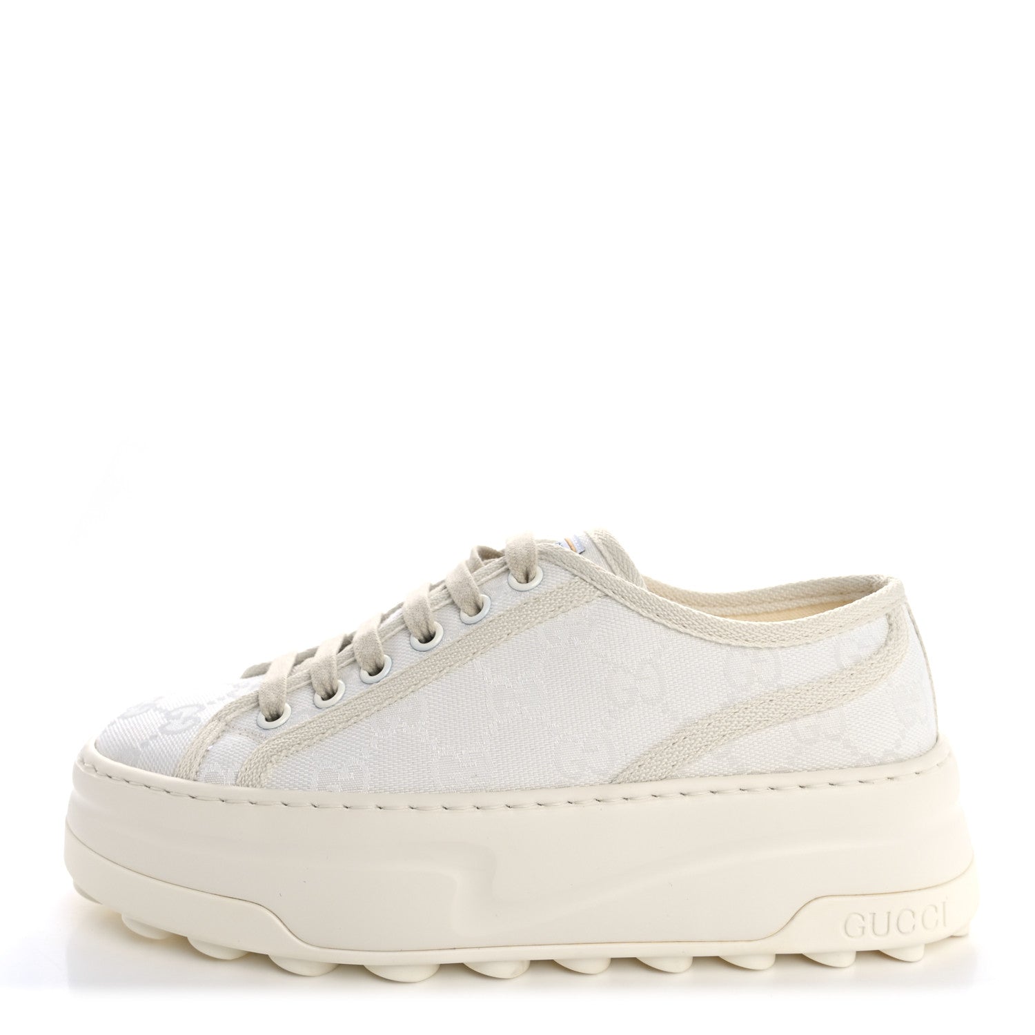 Gucci GG Monogram Womens 1977 Tennis Platform 52mm Sneakers 35 Great White Mystic White 1 of 13