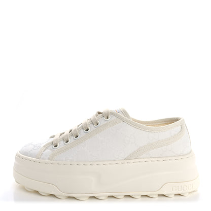 Gucci GG Monogram Womens 1977 Tennis Platform 52mm Sneakers 35 Great White Mystic White 1 of 13