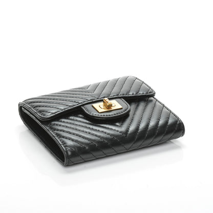 Chanel Aged Calfskin Chevron Reissue Compact Wallet Black 4 of 8