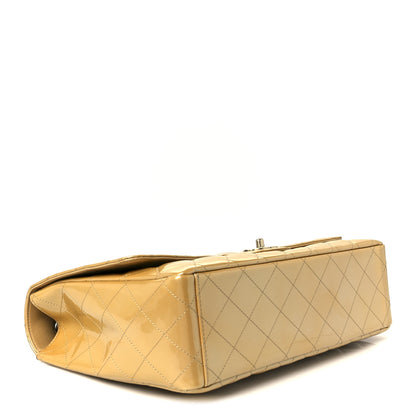 Chanel Metallic Patent Quilted Maxi Single Flap Beige 4 of 11