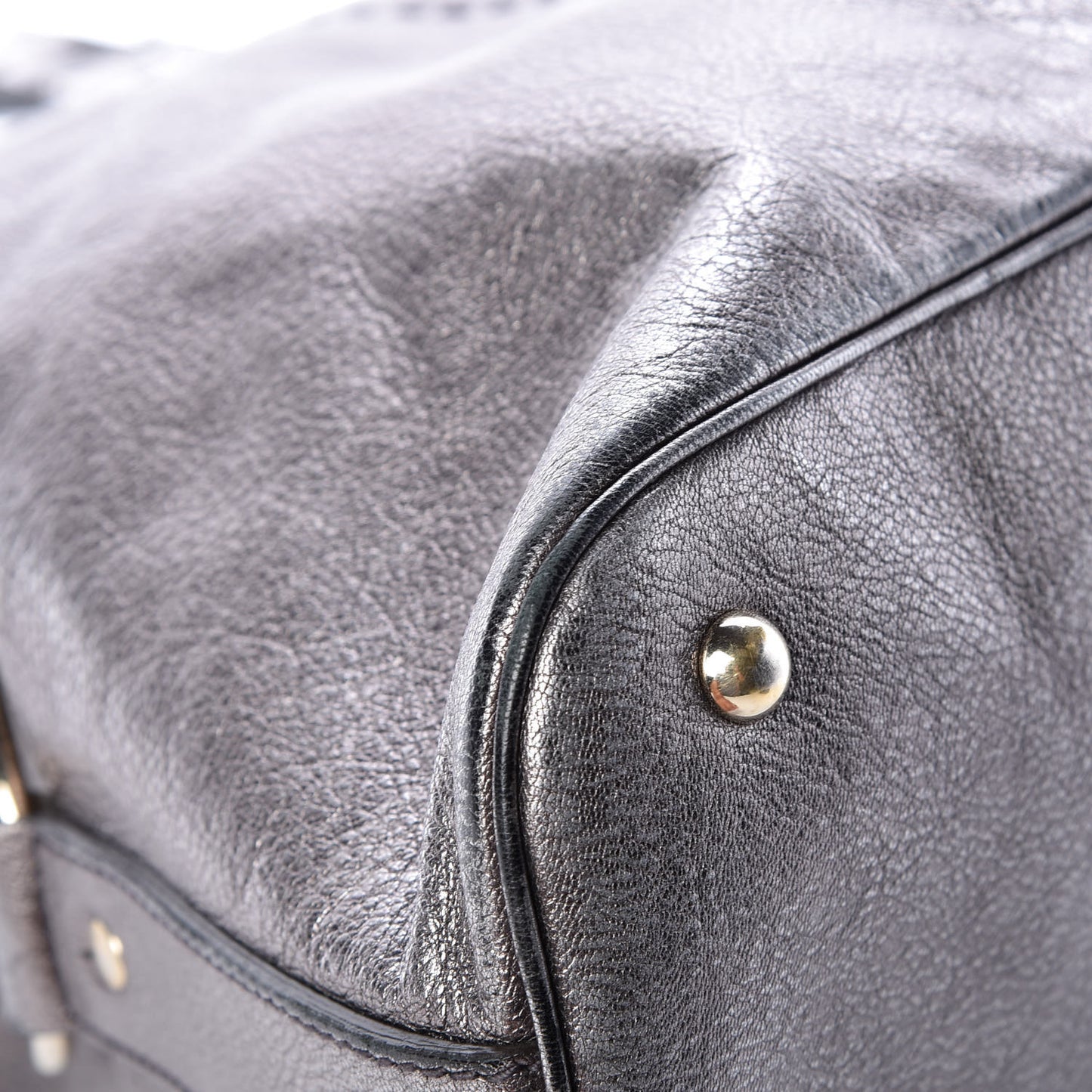Metallic Calfskin Large Muse Silver