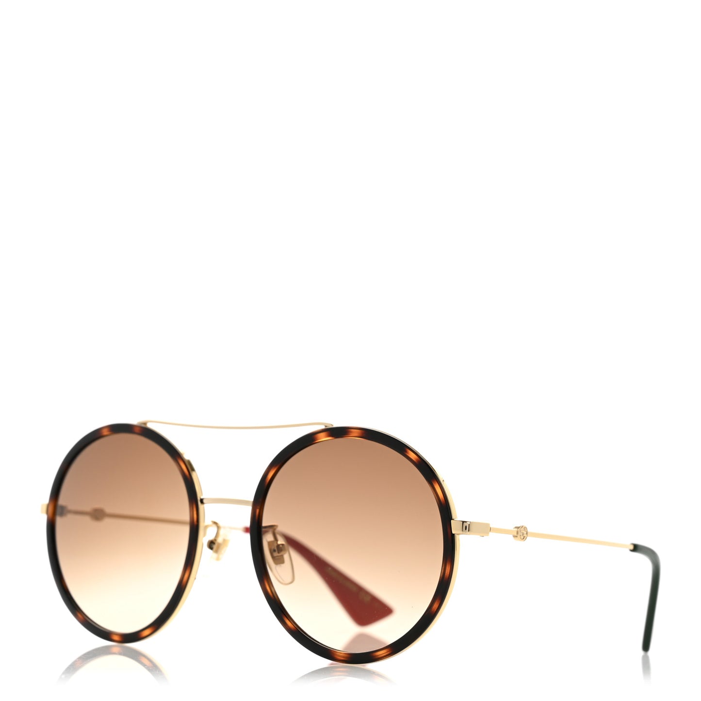 Metal Round Frame Sunglasses GG0061S Green Red Tortoise