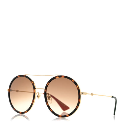 Gucci Metal Round Frame Sunglasses GG0061S Green Red Tortoise 1 of 8