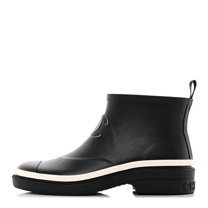 Chanel Rubber CC Short Rain Boots 39 Black 1 of 17