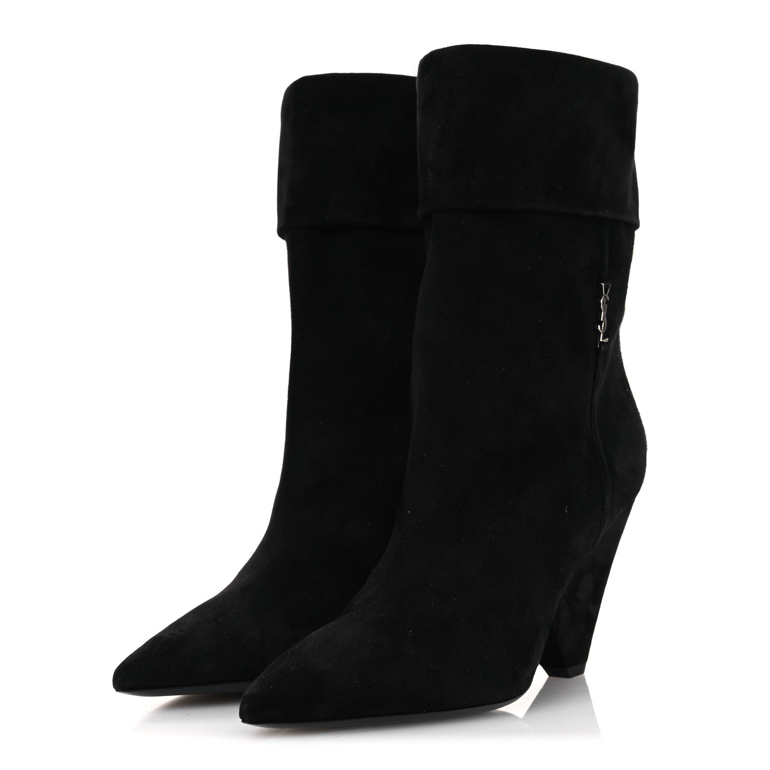 Saint Laurent Kid Scamosciato Niki 85 Wedge Booties 37.5 Black 4 of 11