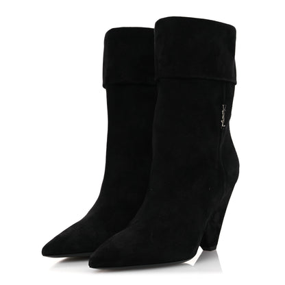 Saint Laurent Kid Scamosciato Niki 85 Wedge Booties 37.5 Black 4 of 11