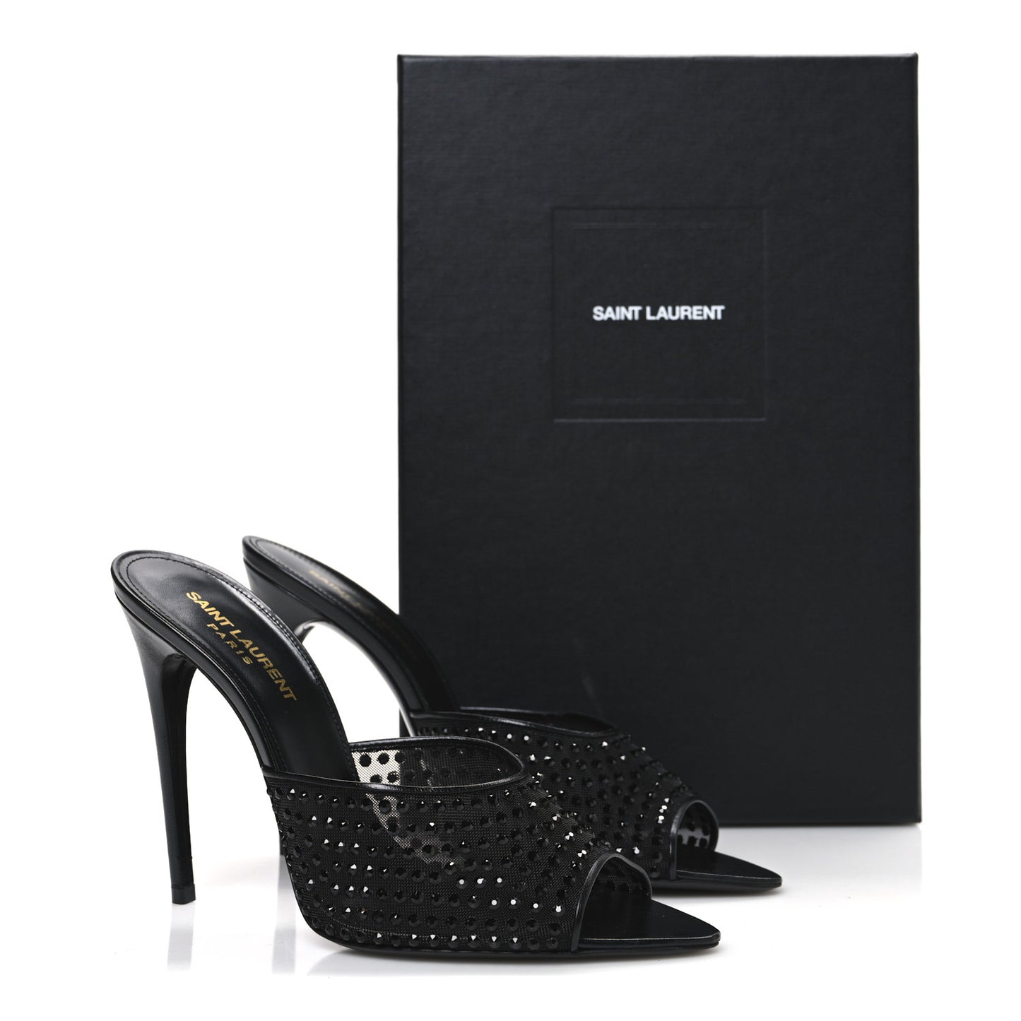 Tulle Strass Gippy 110 Mule Sandals 39 Black Jet