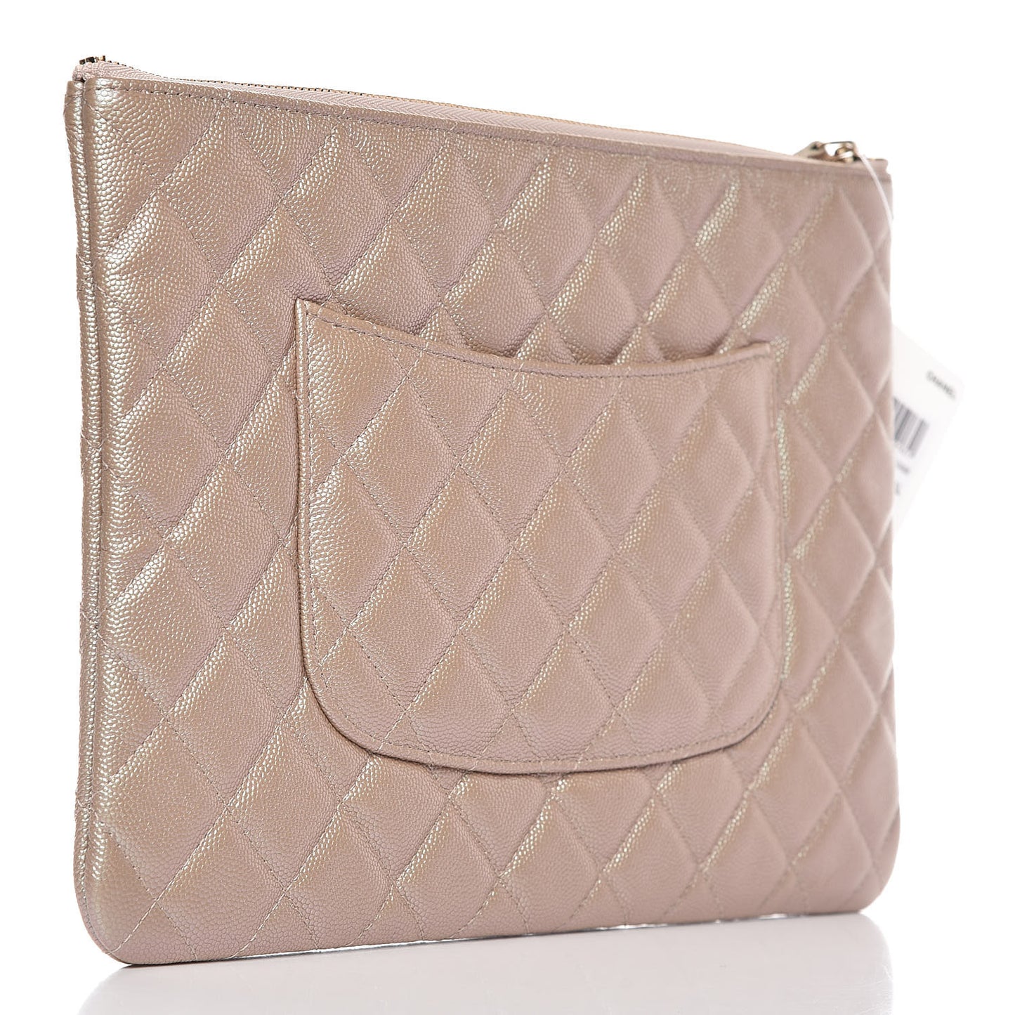 Iridescent Caviar Quilted Medium Cosmetic Case Beige
