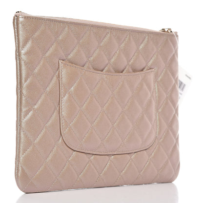 Chanel Iridescent Caviar Quilted Medium Cosmetic Case Beige 3 of 8
