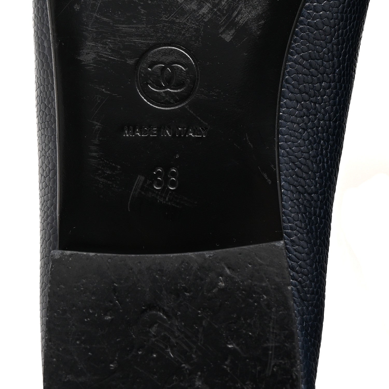 Chanel Caviar CC Cap Toe Ballerina Flats 38 Bleu Marine Fonce 7 of 10