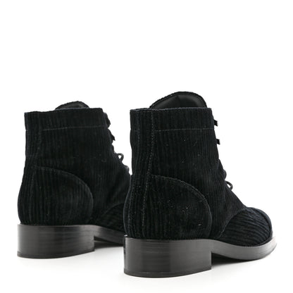 Chanel Velvet CC Combat Boots 37.5 Black 4 of 9
