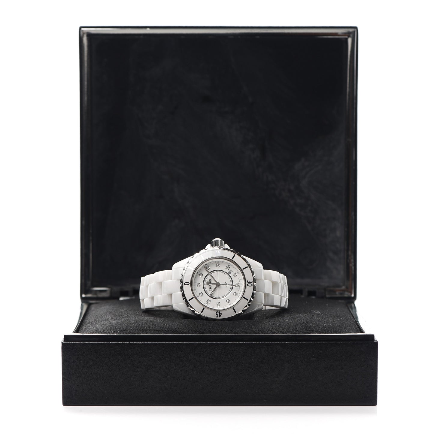 Stainless Steel Ceramic Diamond 33mm J12 Quartz Watch White