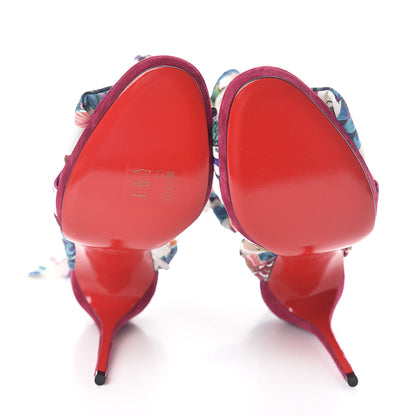 Christian Louboutin Veau Velours Crepe Verger Tres Frais 120 Sandals 39 Figue Multi 7 of 7