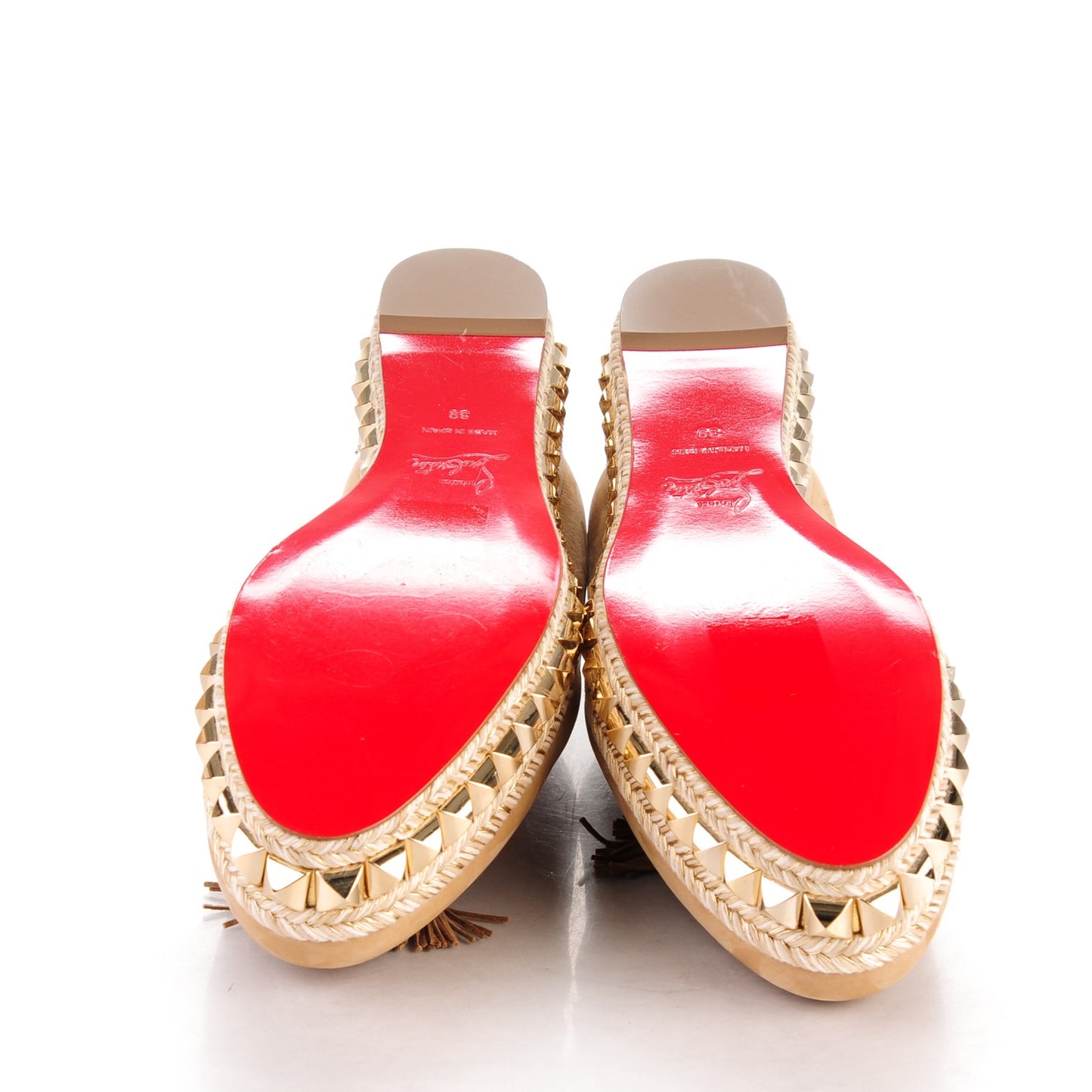 CHRISTIAN LOUBOUTIN Suede Carmel CA 70 Wedge Espadrilles 39 Noisette