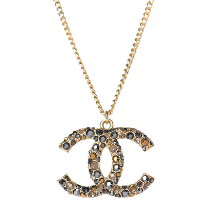 Chanel Crystal CC Pendant Necklace Gold 4 of 7