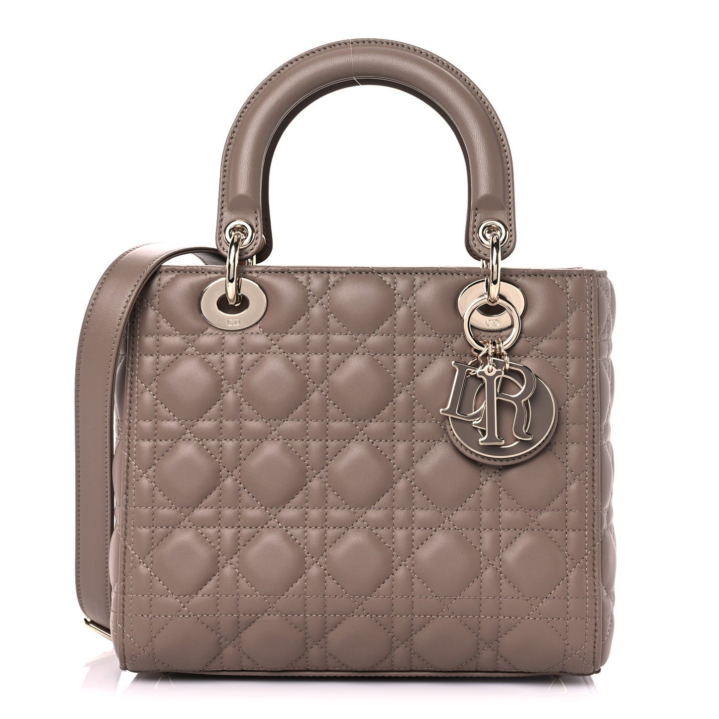 Lambskin Cannage Medium Lady Dior Warm Taupe