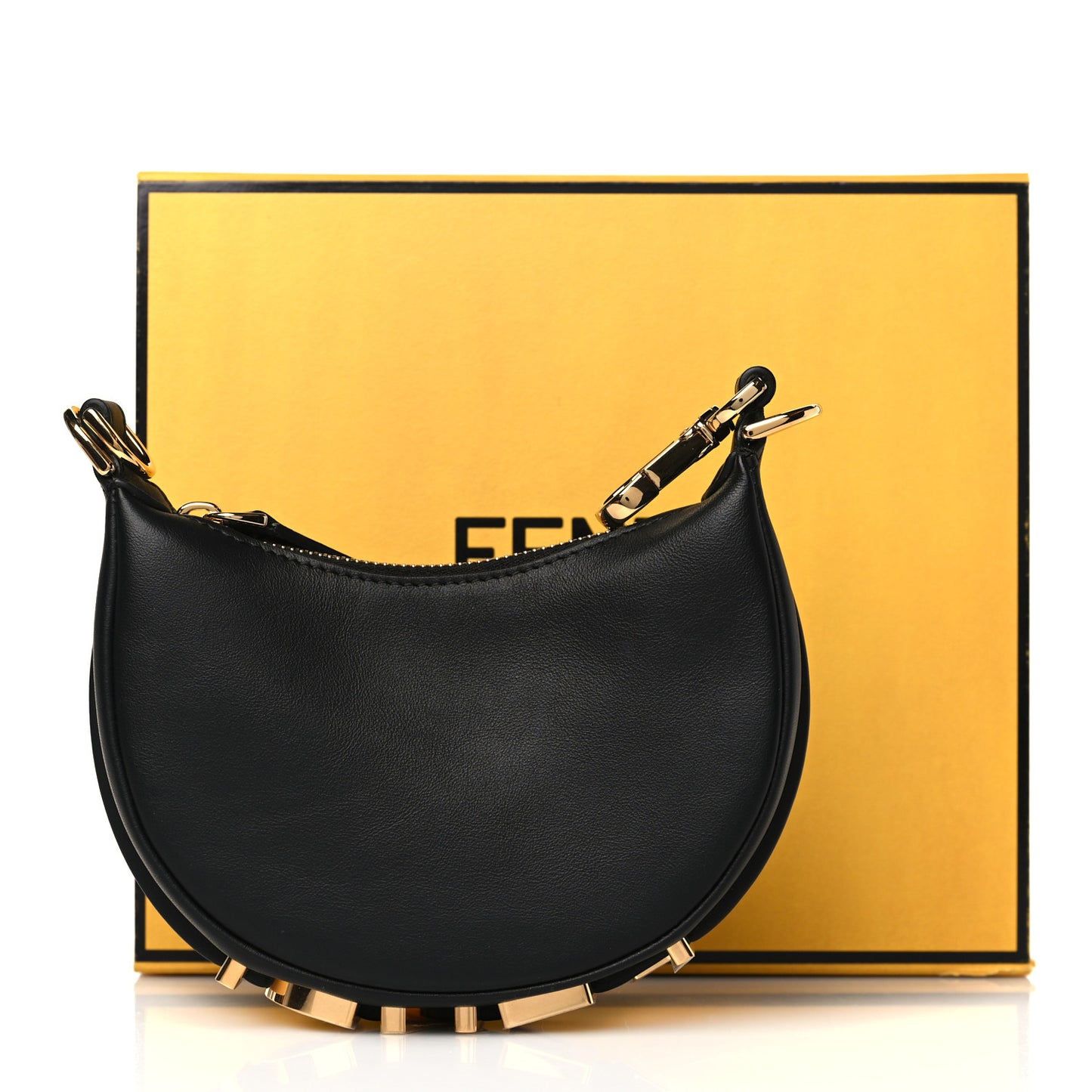 Vitello Grace Matte Nano Fendigraphy Hobo Charm Black