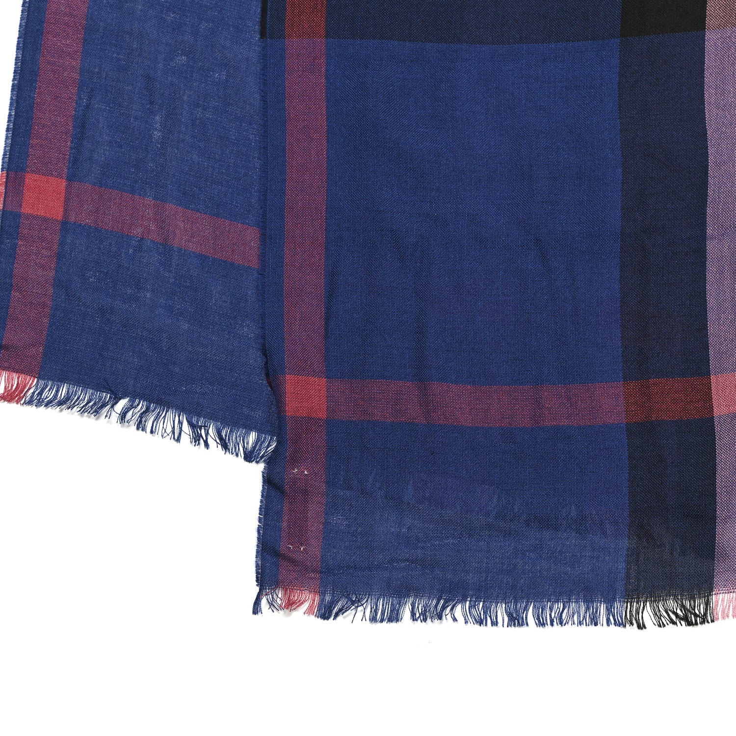 Burberry Silk Cashmere Half Mega Check Scarf Navy Blue 3 of 5