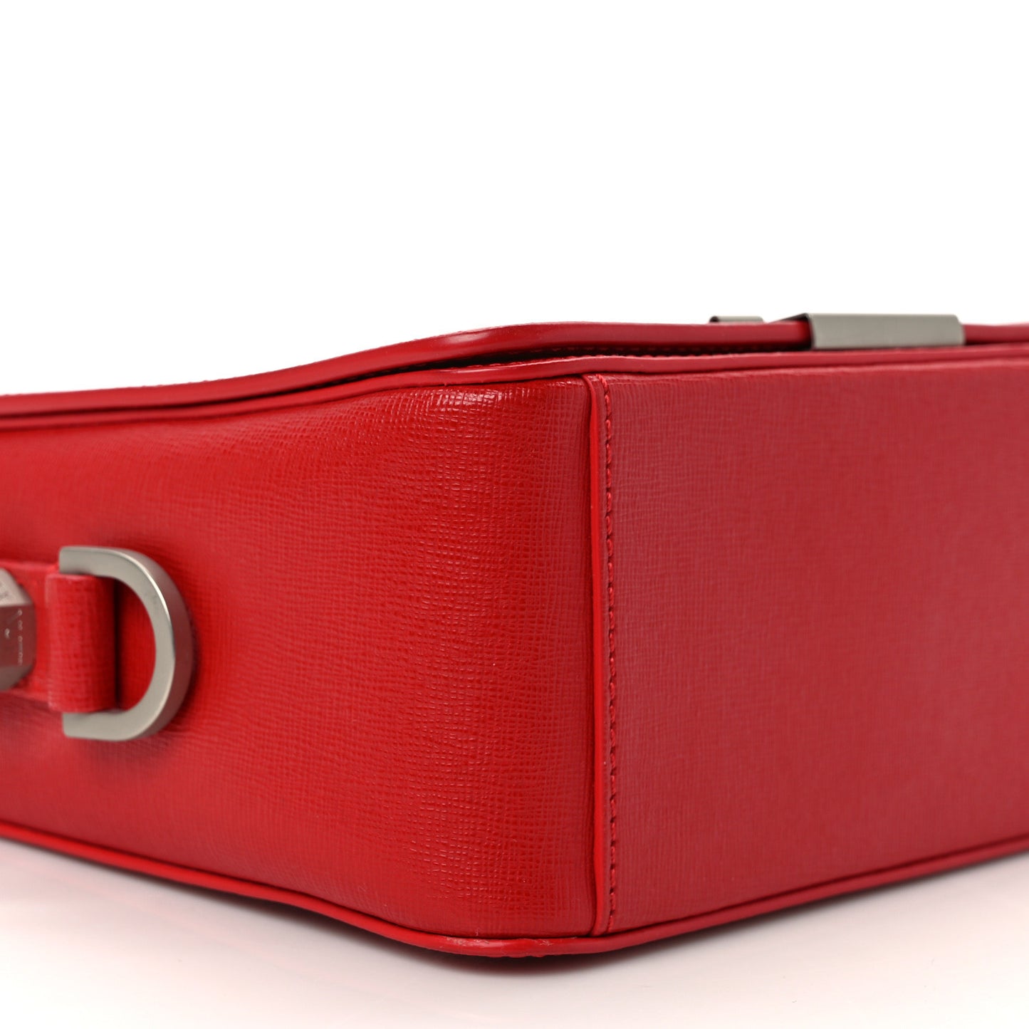 Saffiano Binder Clip Flap Shoulder Bag Red