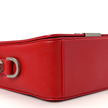 Off-White Saffiano Binder Clip Flap Shoulder Bag Red 7 of 8