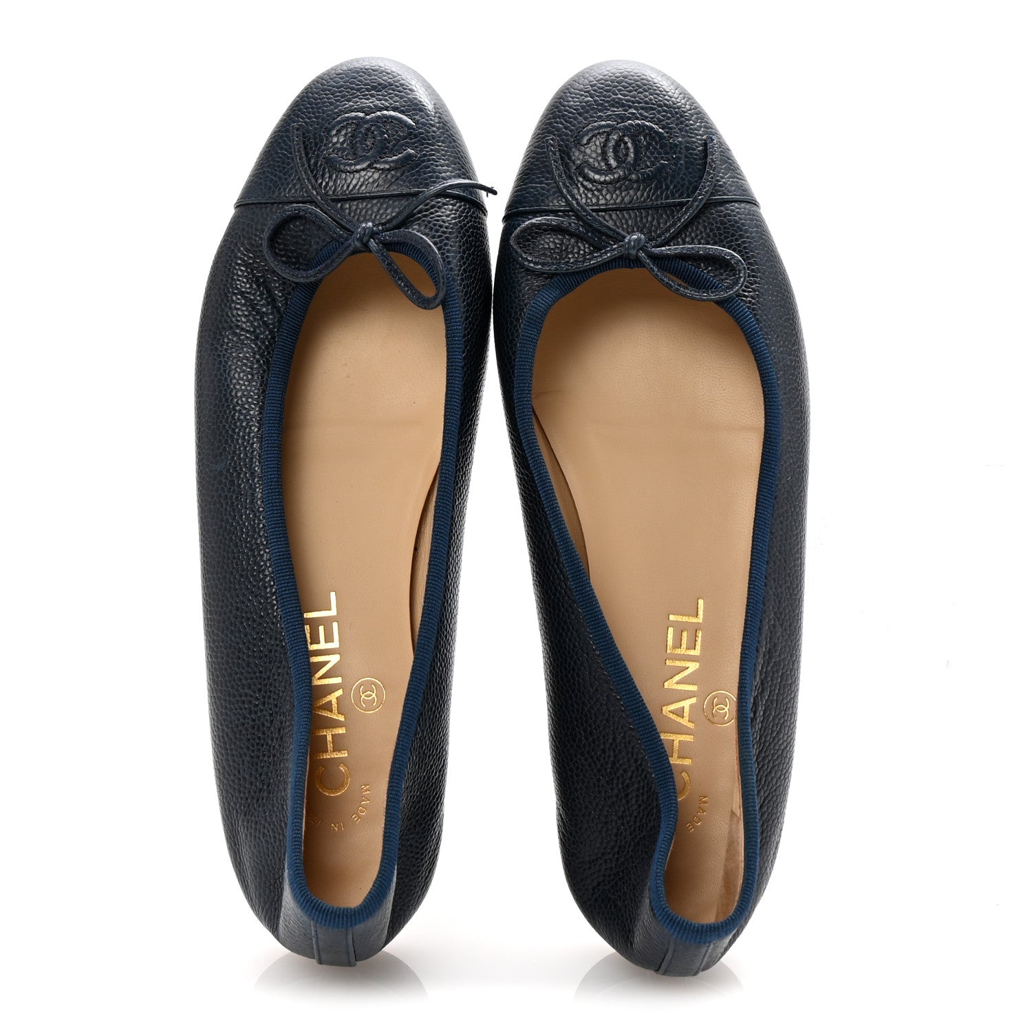 Chanel Caviar CC Cap Toe Ballerina Flats 38 Bleu Marine Fonce 5 of 10