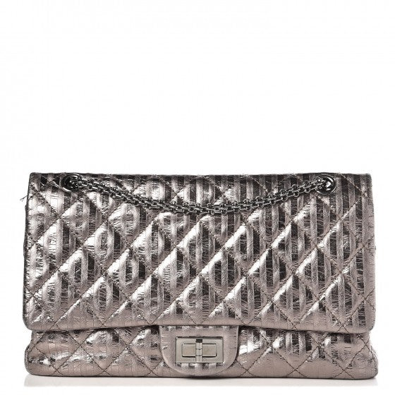 Chanel Metallic Calfskin Striped 2.55 Reissue 227 Silver 2 of 18
