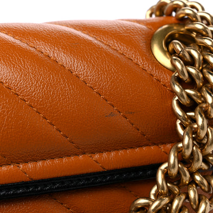 Gucci Vintage Effect Calfskin Matelasse Diagonal Small Torchon GG Marmont Shoulder Bag Cognac Black 10 of 10
